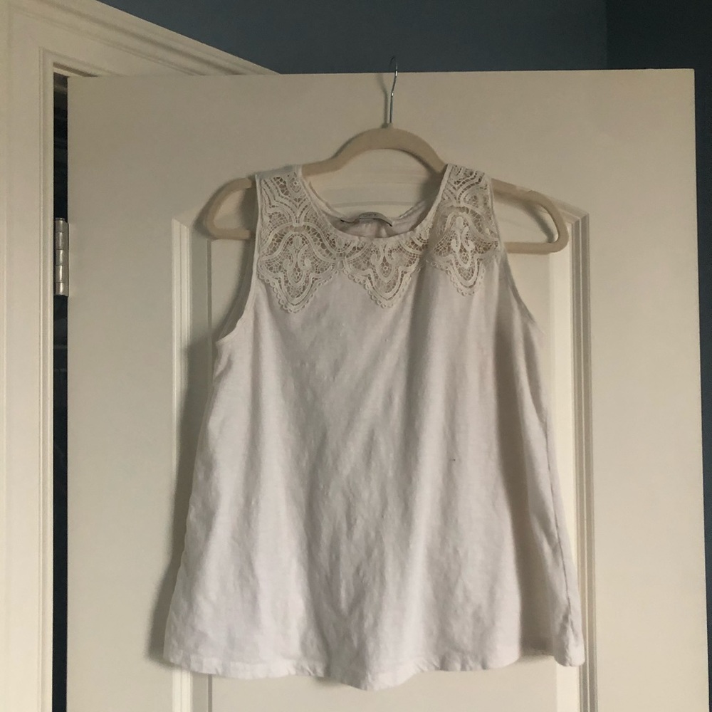 LOFT Cream Lace Tank Top Medium